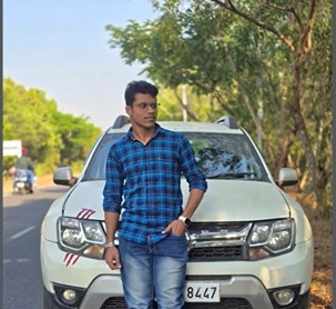 A headshot of a happy customer with a cheerful expression